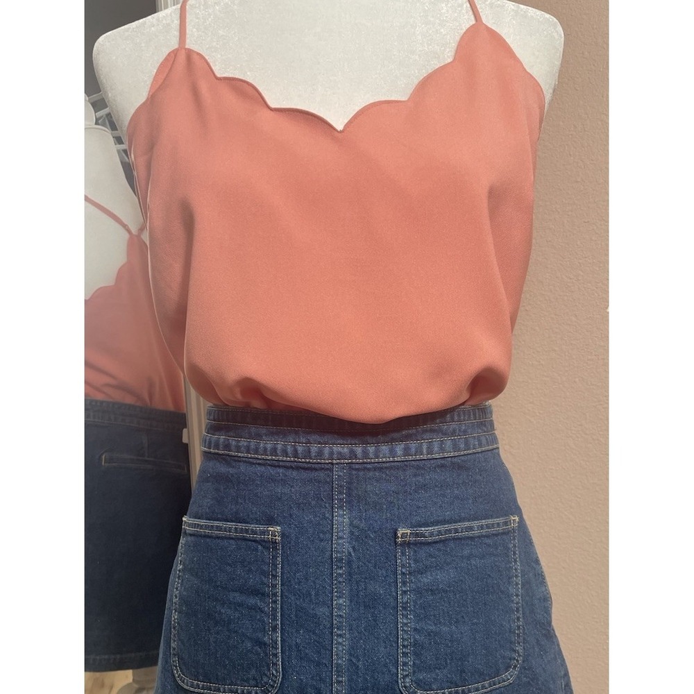 J. CREW Scalloped Cami Tank Top Blouse Adjustable Straps Salmon Size 6